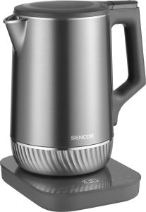 Двойностенна електрическа кана Sencor SWK 0850GY с регулиране на температура и U-образно дъно  