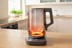 Двойностенна електрическа кана Sencor SWK 0850GY с регулиране на температура и U-образно дъно  